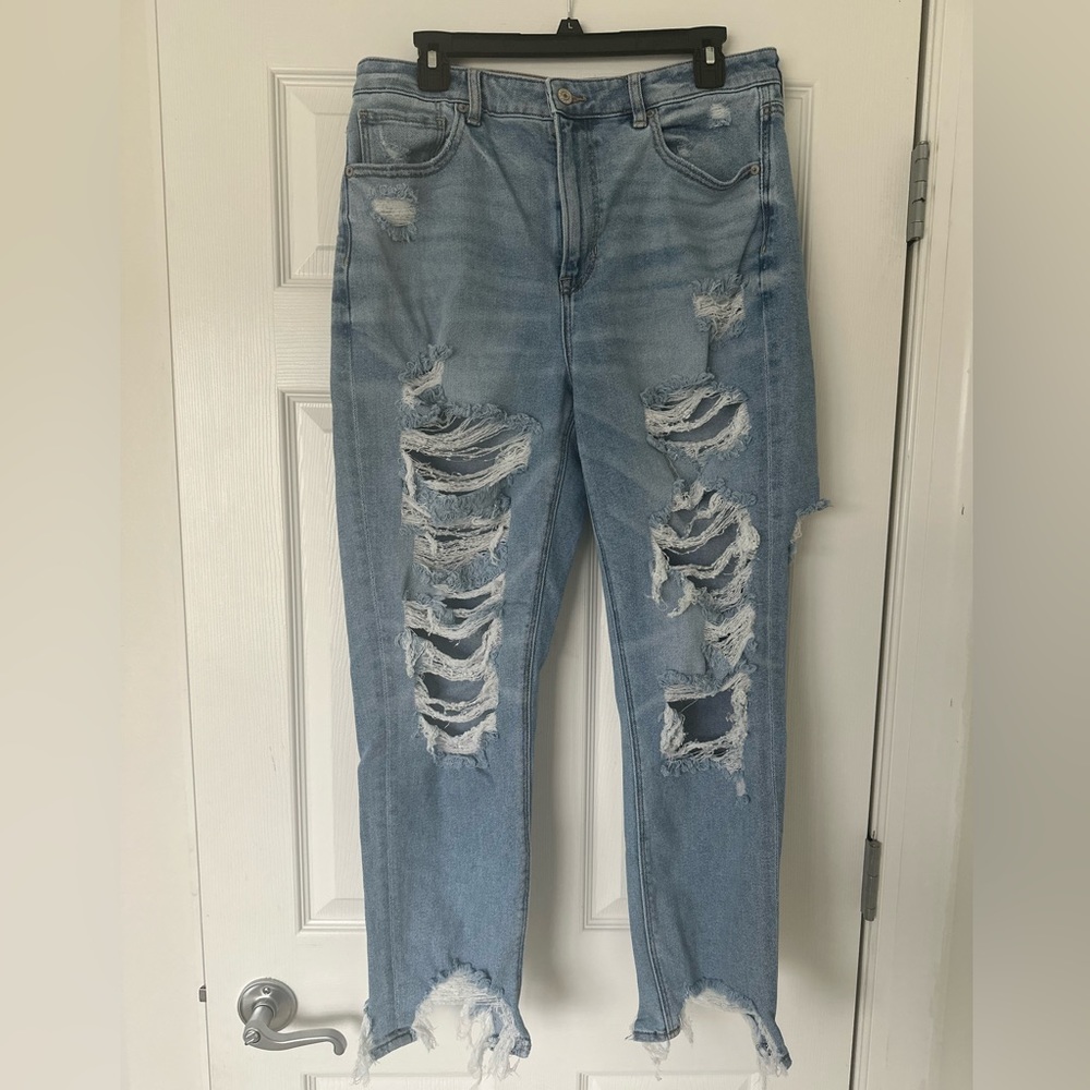 AE Stretch Ripped Mom Jeans